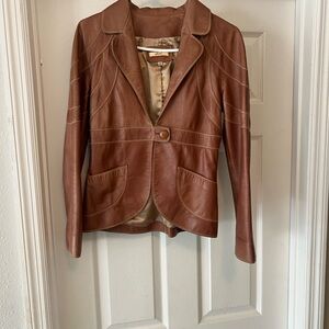 Jewels By Julie Knapp Chic Brown Leather Women's Blazer
